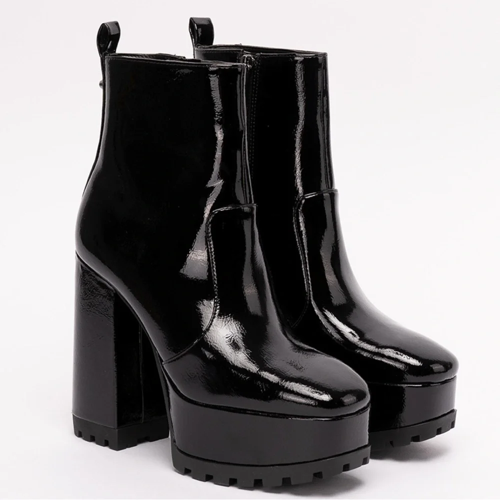 New Michael Kors Enya Platform faux patent leather boots